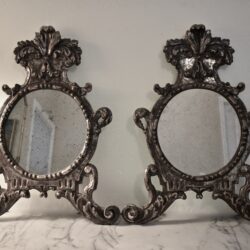 Italian Silver-Gilt Crested Baroque Mirrors, 19th C. - a pair